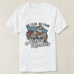 No Fear No Pain Hotrod Masters Skeleton Graphic T-Shirt