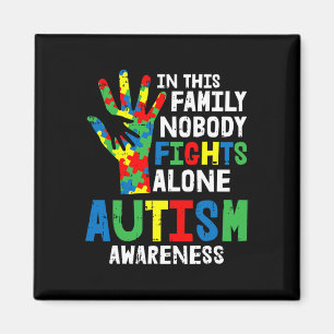 No Fights Alone Autism Awareness Puzzle Hand Famil Magnet