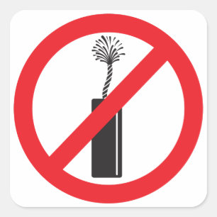 No Firework Symbol Square Sticker