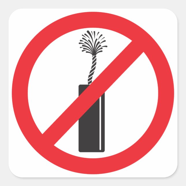 No Firework Symbol Square Sticker (Front)
