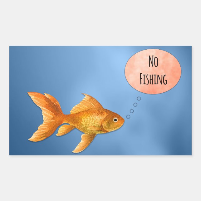 No Fishing Goldfish Rectangular Sticker (Front)