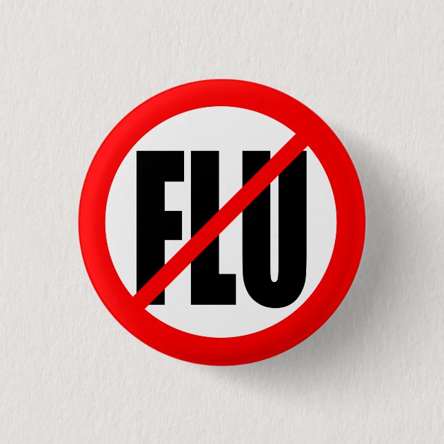 "NO FLU" 3 CM ROUND BADGE (Front)