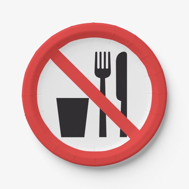 No Food And Drink Sign Paper Plate (Front)