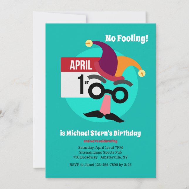 No Fooling Birthday Party Invitation (Front)