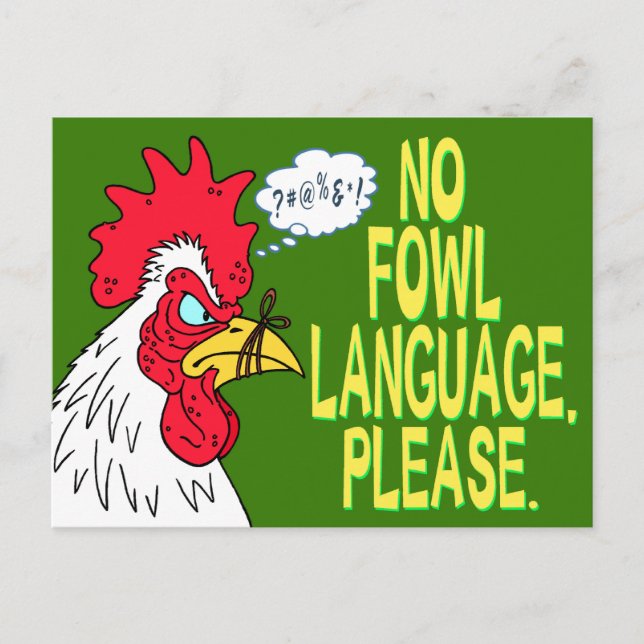 No Fowl Language Postcard (Front)