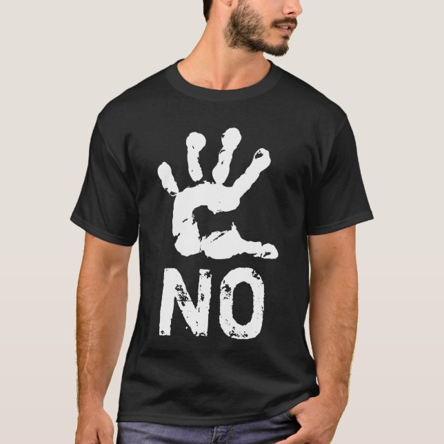 NO funny elegant customisable black T-Shirt (Front)