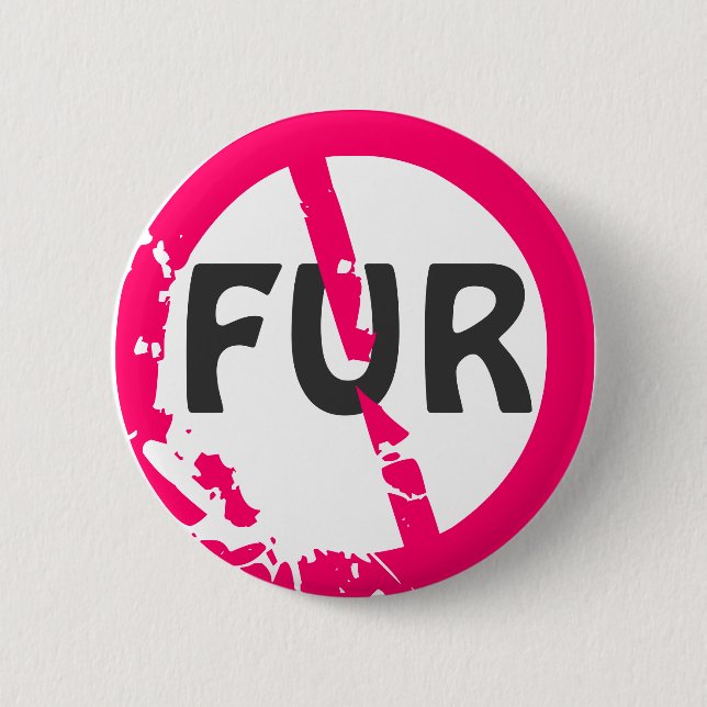 NO FUR! 6 CM ROUND BADGE (Front)