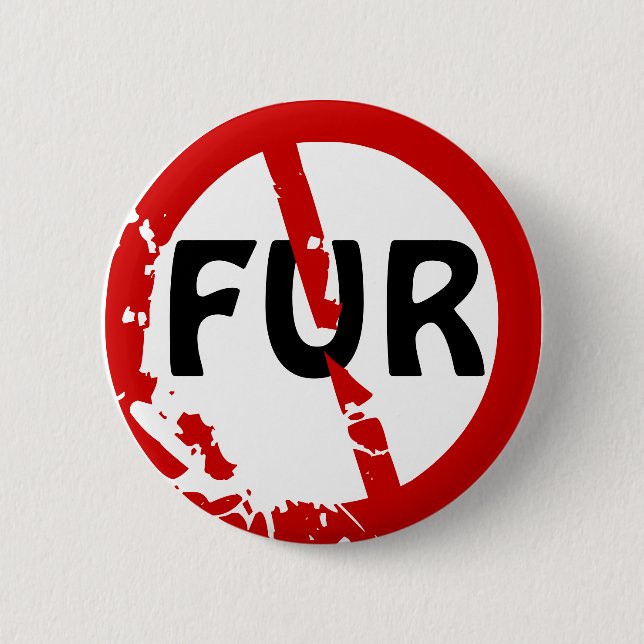 NO FUR! 6 CM ROUND BADGE (Front)