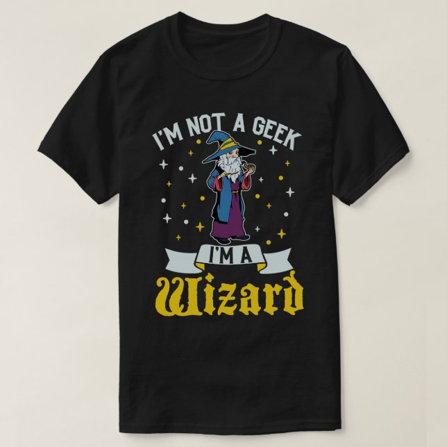 No geek D20 Roleplaying Character Wizard T-Shirt (Design Front)