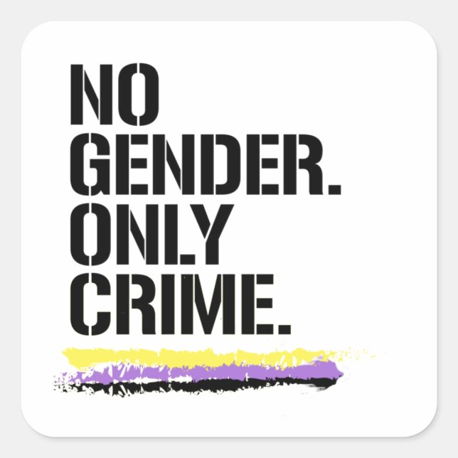 No gender only crime square sticker (Front)