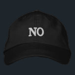 No Gift for Dad Mum Funny Christmas Comedy Answer Embroidered Hat<br><div class="desc">No baseball dad mum hat,  kid answer embroidered ball cap,  Christmas gift for mummy birthday,  custom embroidery funny sarcastic mum,  wife girlfriend mummy daddy husband,  personalised comedy quote joke present,  father's day mother's mother minimalist,  new cranky humour anniversary Valentine's,  adulting from daughter son child,  thanks women men silly unhinged</div>