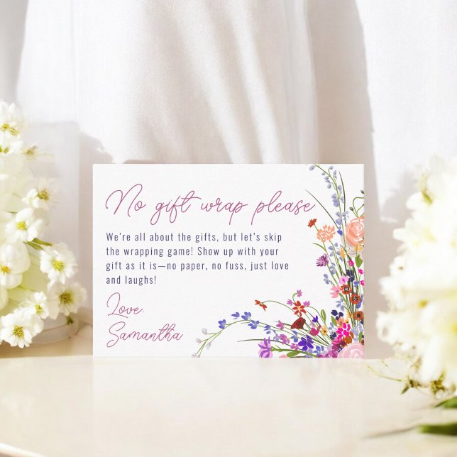 No Gift Wrap Floral Bridal display Shower Request Enclosure Card (No Gift Wrap Floral Bridal display Shower Request Enclosure Card)