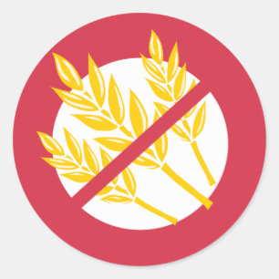 No Gluten or Wheat Food Allergy Celiac Alert Classic Round Sticker