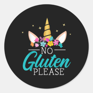 No Gluten Please Unicorn Celiac Disease Awareness Classic Round Sticker