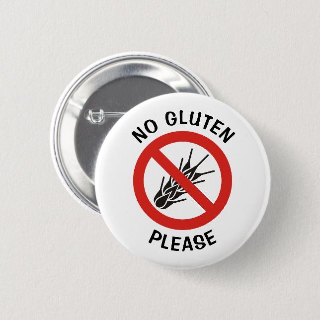 No Gluten Sign 6 Cm Round Badge (Front & Back)