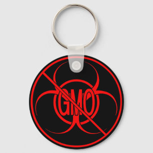 No GMO Keychain Biohazard Warning No GMO Key Chain