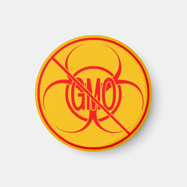 No GMO Magnets Biohazard No GMO Fridge Magnet (Front)
