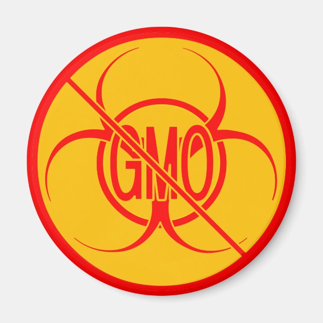 No GMO Magnets Biohazard No GMO Fridge Magnet (Front)