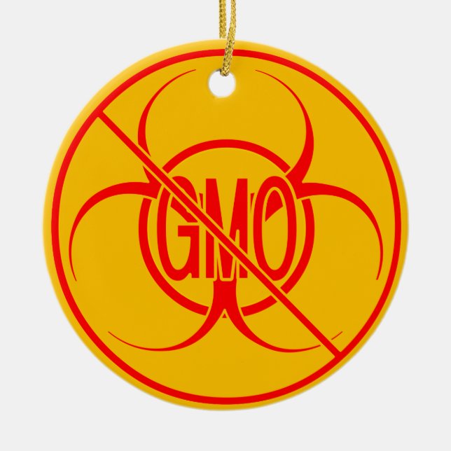 No GMO Ornament Biohazard GMO Warning Decorations (Front)