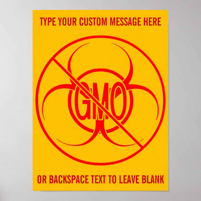 No GMO Poster Biohazard Personalised No GMO Signs (Front)