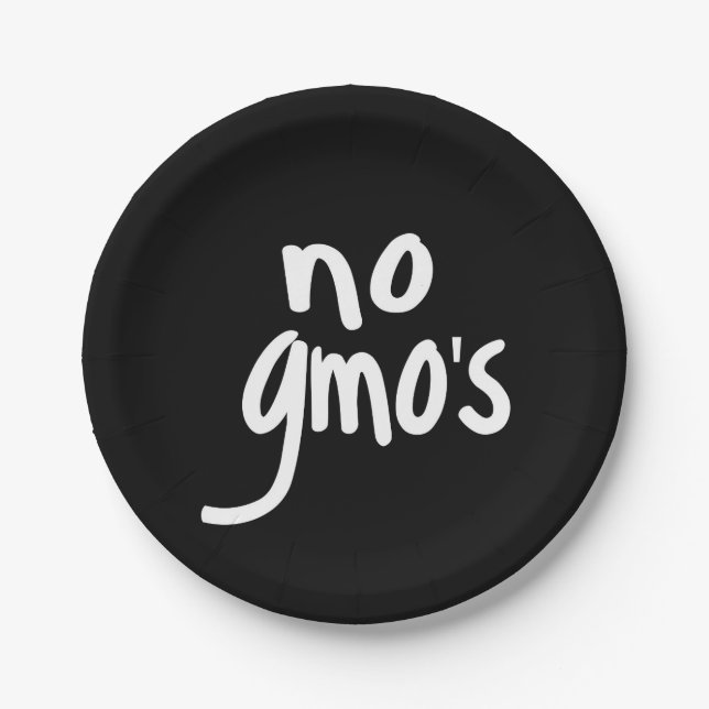 No GMO's for Heathy Food Promotional Black Paper Plate (Front)
