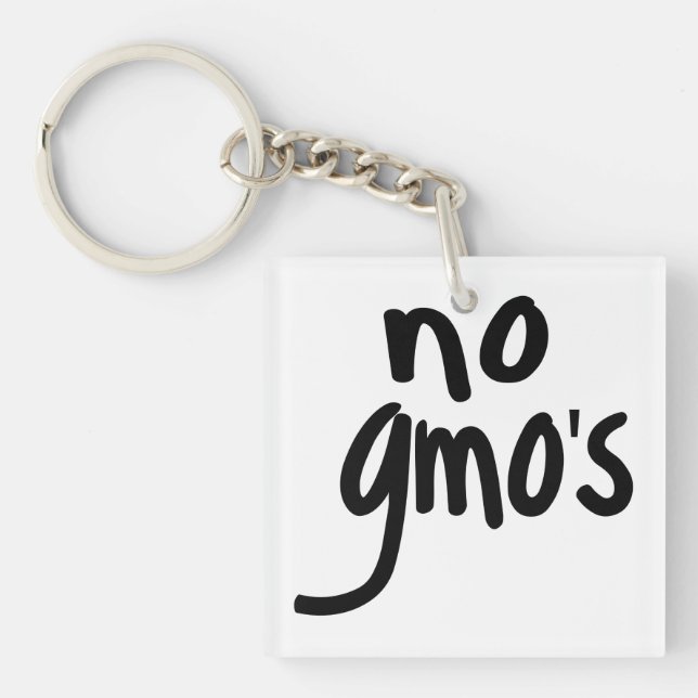No GMO's for Heathy Food White Key Ring (Front)