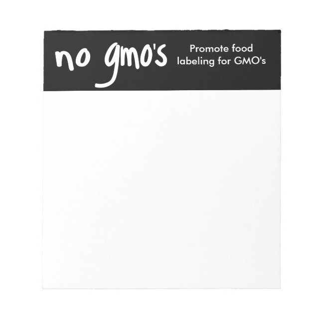 No GMO's Promote Labelling Laws Black Notepad (Front)