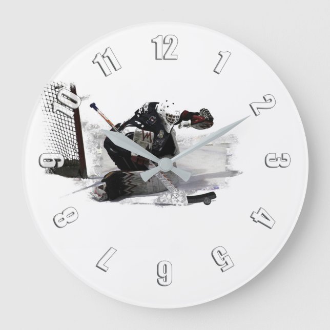 No Goal Here! - Hockey Player Large Clock (Front)
