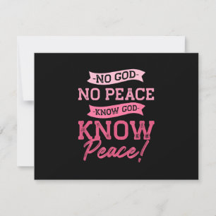 No God, No Peace, Know God, Know Peace Cute Pink RSVP Card