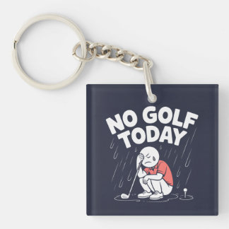 No Golf Today Funny Sad Stickman Golfer Key Ring