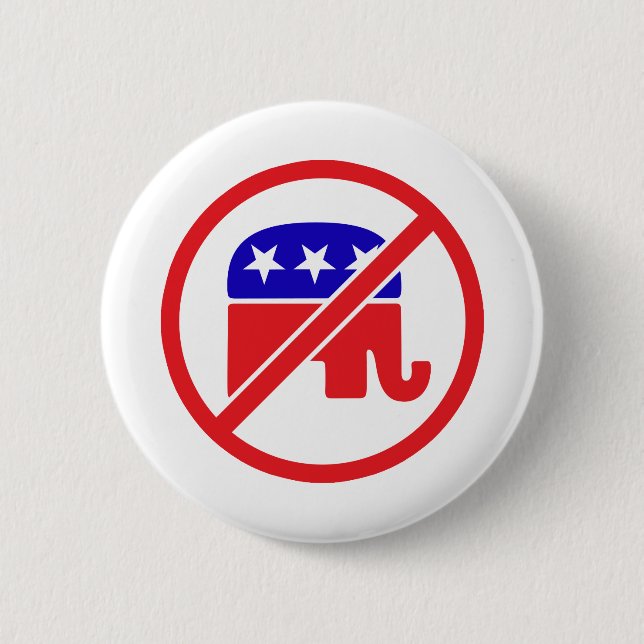NO GOP - ANTI REPUBLICAN ELEPHANT 6 CM ROUND BADGE (Front)