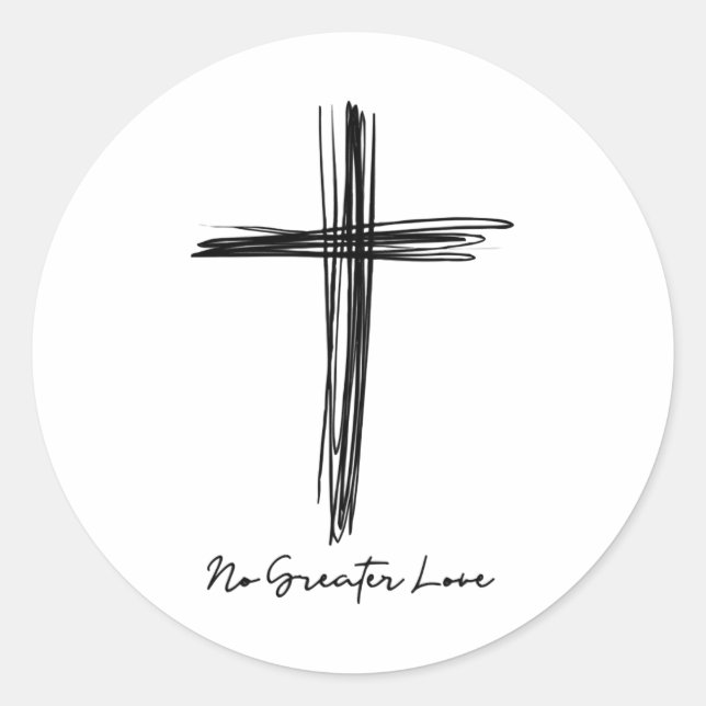 No Greater Love Cross Christian Easter Gift  Classic Round Sticker (Front)