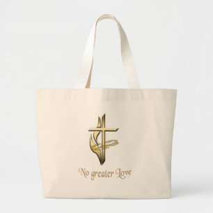 No greater Love Cross Large Tote Bag