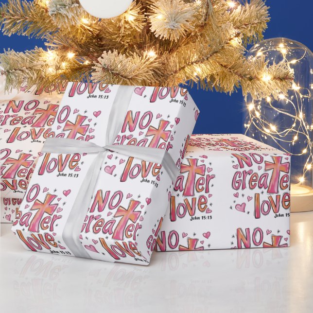 No Greater Love Jesus Valentine Christmas Christia Wrapping Paper (Holidays)