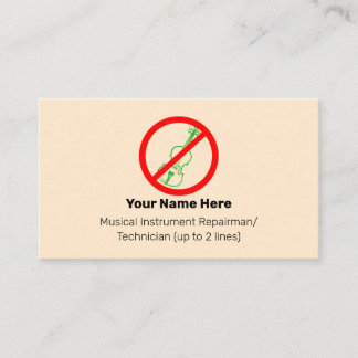 No Green Violins Instrument Tech Blanched Almond  Business Card