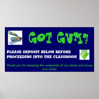 No gum chewing poster