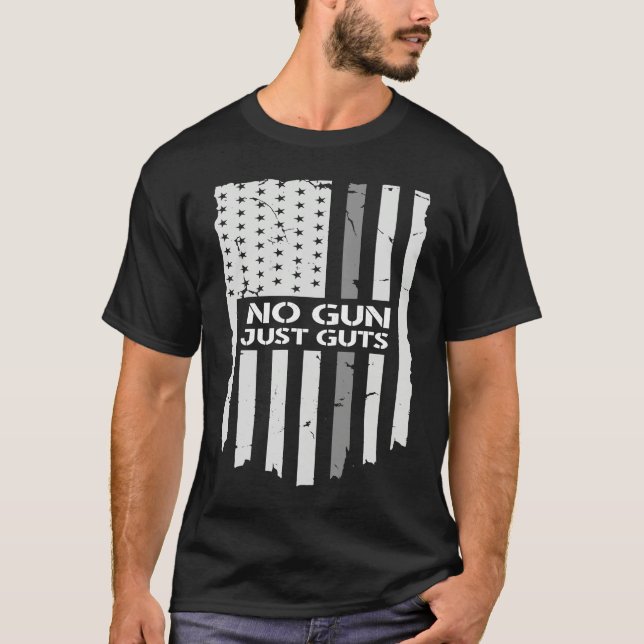 No Guns Just Guts Correctional Officer Flag T-Shirt (Front)