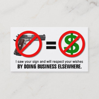 "No Guns No Money" Missouri CCW Business Card (1L)