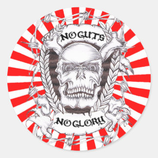 no guts no glory classic round sticker