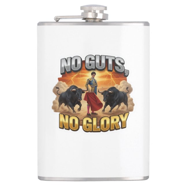 No Guts, No Glory: Motivational & Success Mindset Hip Flask (Front)