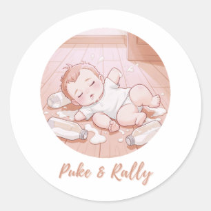 No Hair, Don’t Care – Cute Girly Pink Lace and Bow Classic Round Sticker