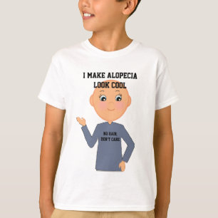 "No Hair, Don't Care" Little Boy with Alopecia T-Shirt