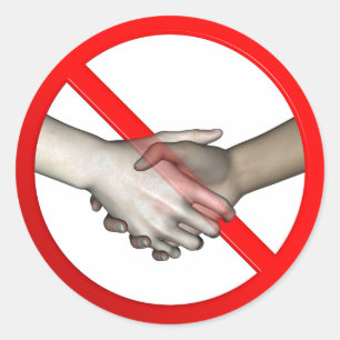 No Hand Shaking Sign Classic Round Sticker