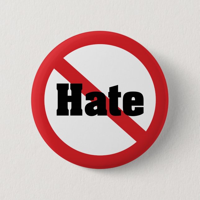 No Hate 6 Cm Round Badge (Front)