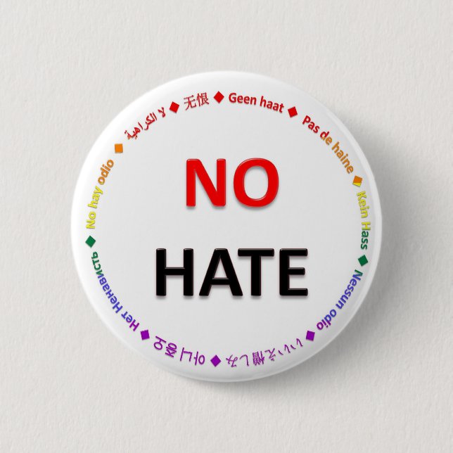 No Hate in Many Languages 6 Cm Round Badge (Front)