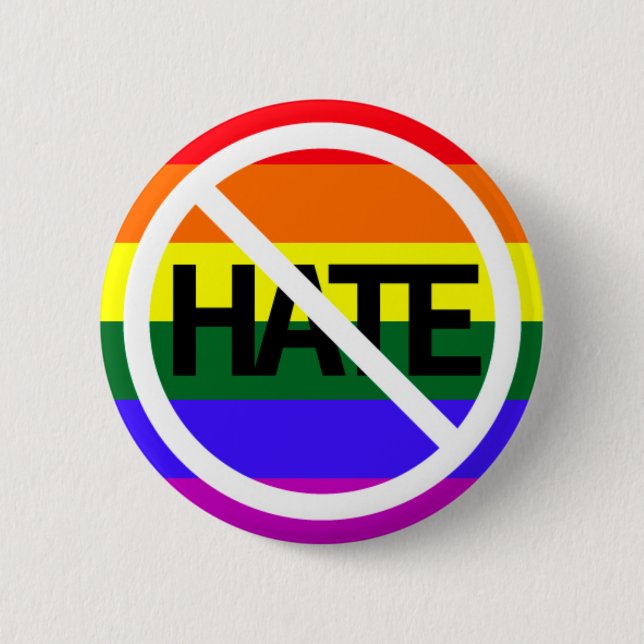 No hate - pride 6 cm round badge (Front)