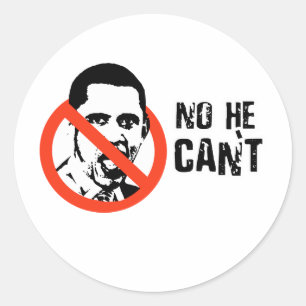 NO HE CAN'T CLASSIC ROUND STICKER