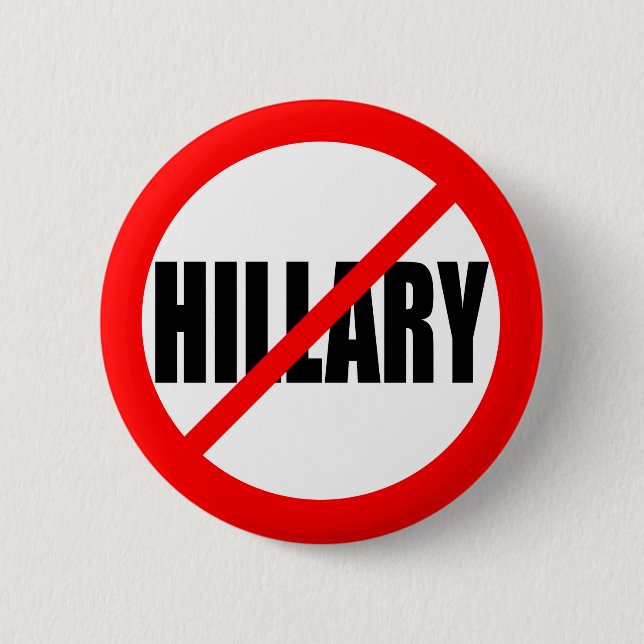 “NO HILLARY” 2.25-inch 6 Cm Round Badge (Front)