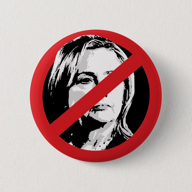 NO HILLARY 6 CM ROUND BADGE (Front)