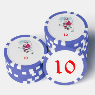 No Ho Ho Ho blue 10 striped poker chip